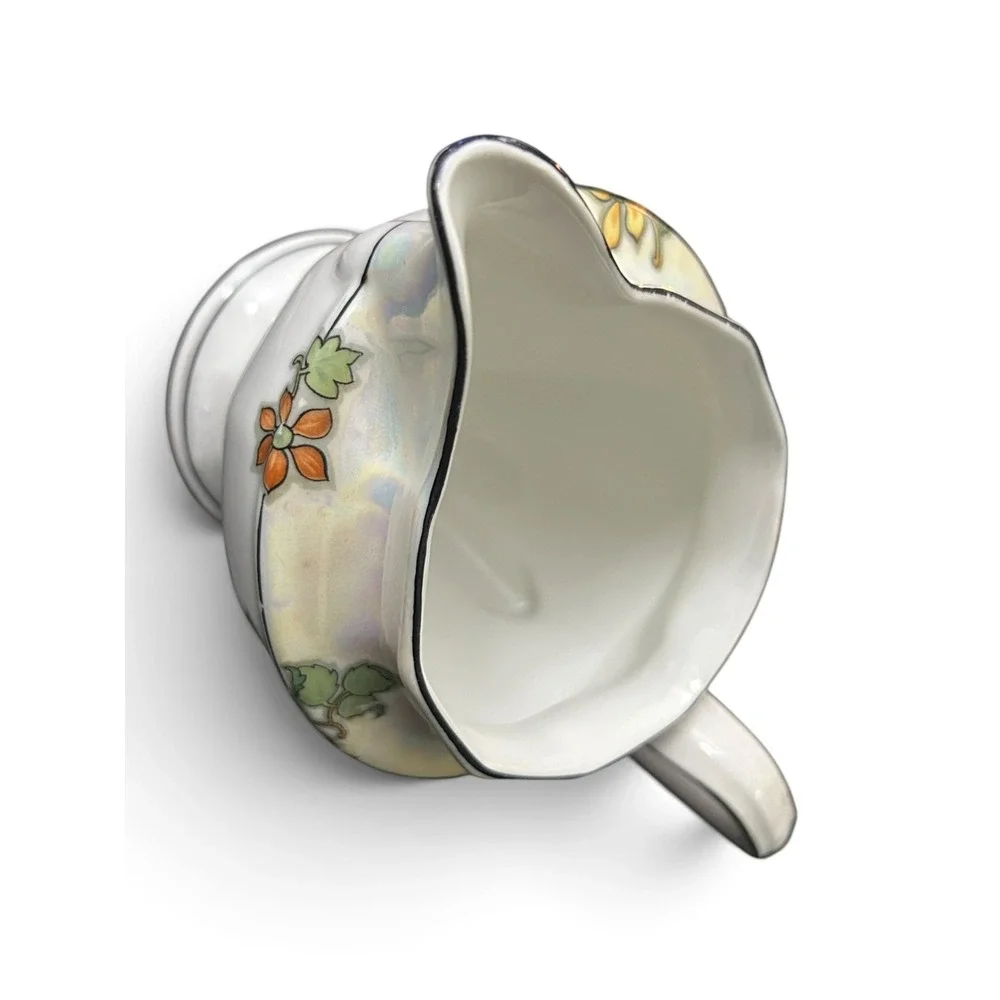 Vintage Bavarian Porcelain Hand-Painted Lustreware Creamer Jug Art-Deco 1930s